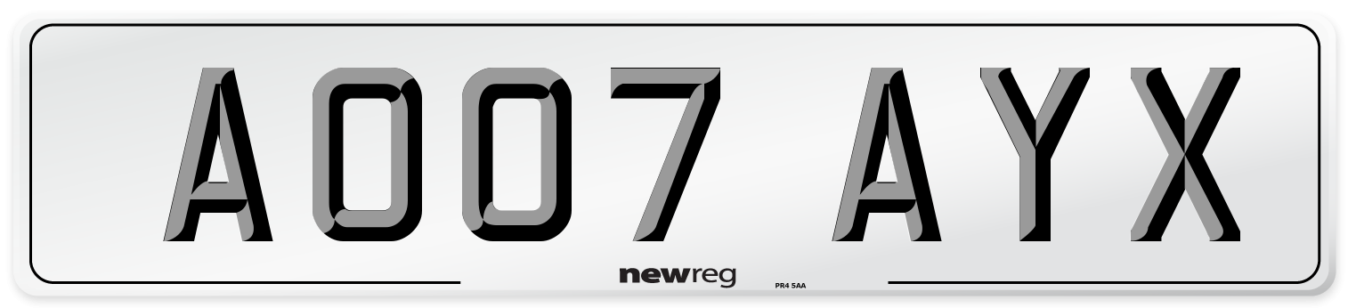 AO07 AYX Number Plate from New Reg